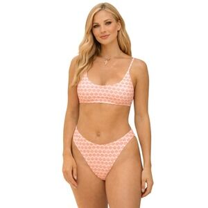 Honey Swim Riviera Peach Bikini Set Large Boho Beach Resort Vacation Two Piece